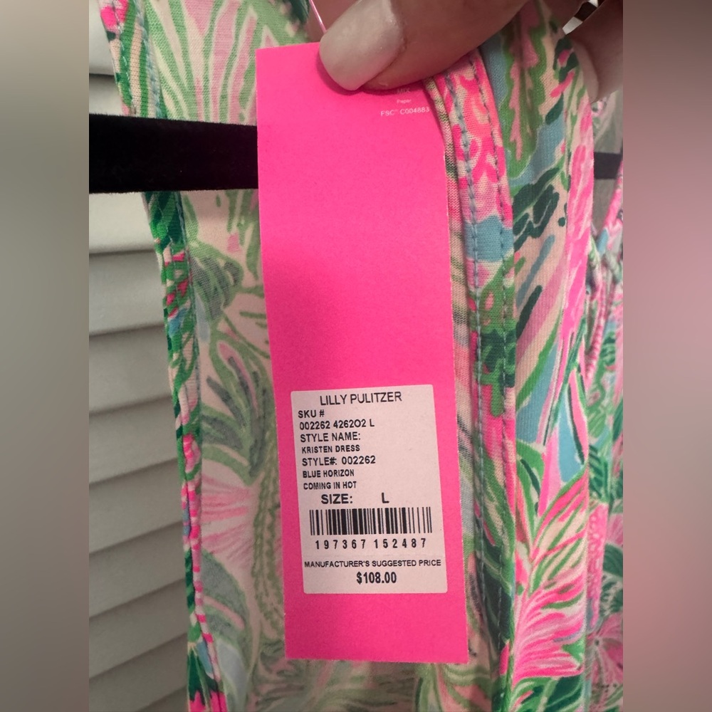 Lilly Pulitzer Kristen Swing Dress Blue Horizon Coming in Hot NWT Size L - Picture 5 of 5